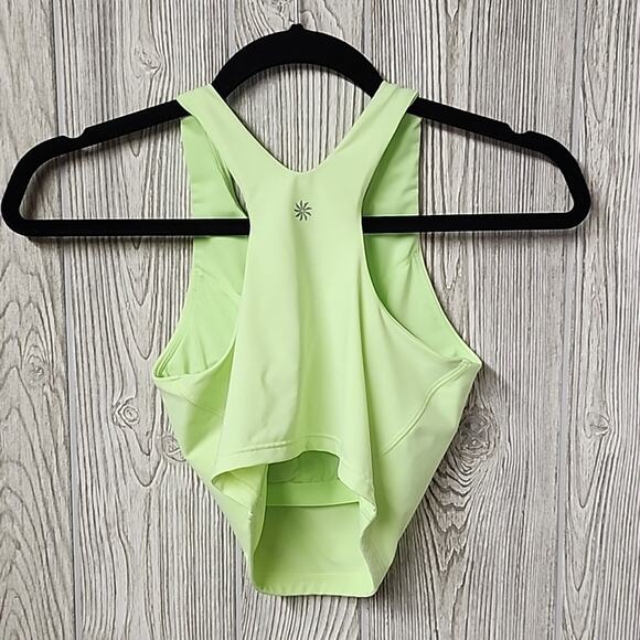 Athleta Cropped Neon Green Racer Back Athletic Tank Top Size XXS - Picture 2 of 9